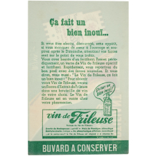 Buvard publicitaire. Fortifiant vitaminé B1 à l'uvaria de Madagascar. Extrait de Frileuse.