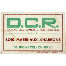 Buvard publicitaire. D.C.R. Dock des Cimenteries Réunies. Neufchâtel-en-Bray..