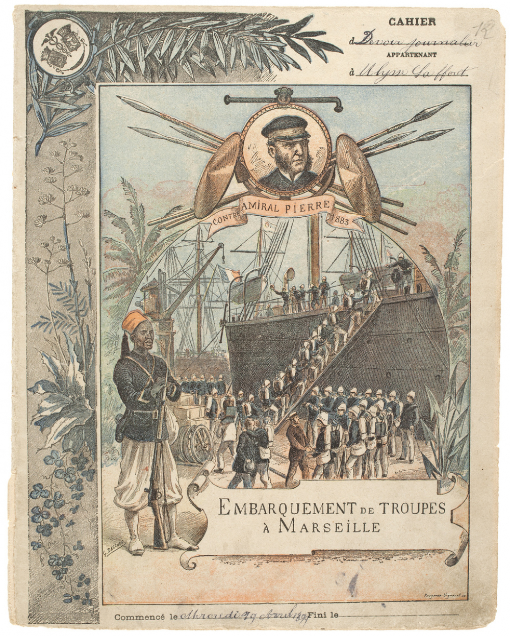 Contre-Amiral Pierre 1883. Embarquement de troupes a Marseille.