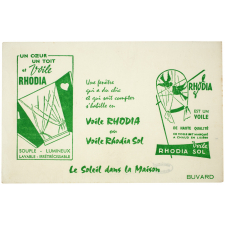 Buvard publicitaire. Un cœur, un toit et voile Rhodia.