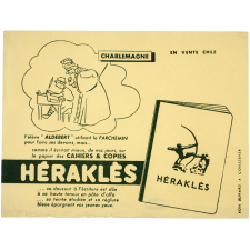 Buvard publicitaire. Héraklès. Charlemagne et l'élève Aldebert.