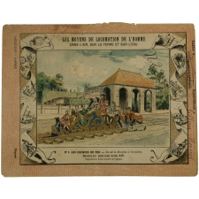Chariot sur rails sous Louis XIV - Les moyens de locomotion de l'homme. Les chemins de fer N°1.