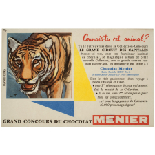 Buvard publicitaire. Tigre. Grand concours du chocolat Menier.