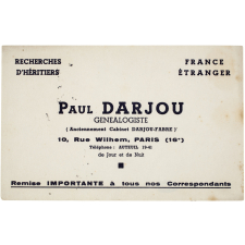 Buvard publicitaire. Paul Darjou Généalogiste.