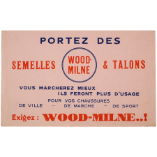 Buvard publicitaire. Semelles et talons Wood-Milne.