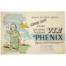 Buvard publicitaire. Assurance Vie Au Phénix. Aviateur. 