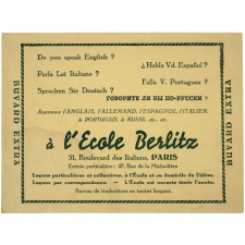 Buvard publicitaire. Ecole Berlitz.