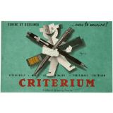 Buvard publicitaire. Critérium. Écrire et dessiner avec le sourire !
