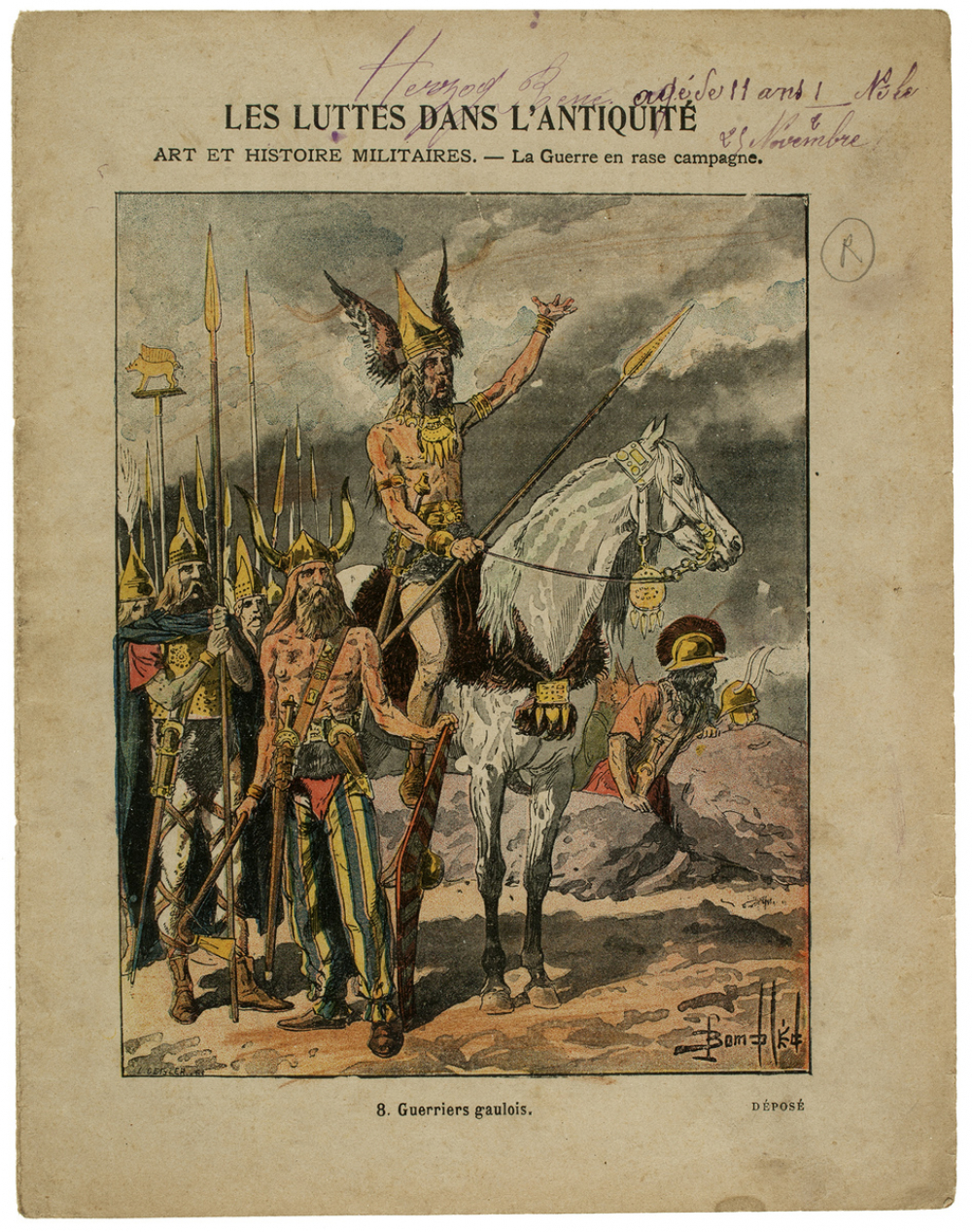 Guerriers gaulois - Art et Histoire militaires - La guerre en rase campagne - Les luttes dans l'Antiquité. N°8. 