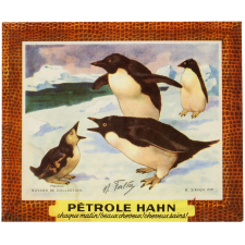 Buvard publicitaire. Pétrole Hahn. Manchots.