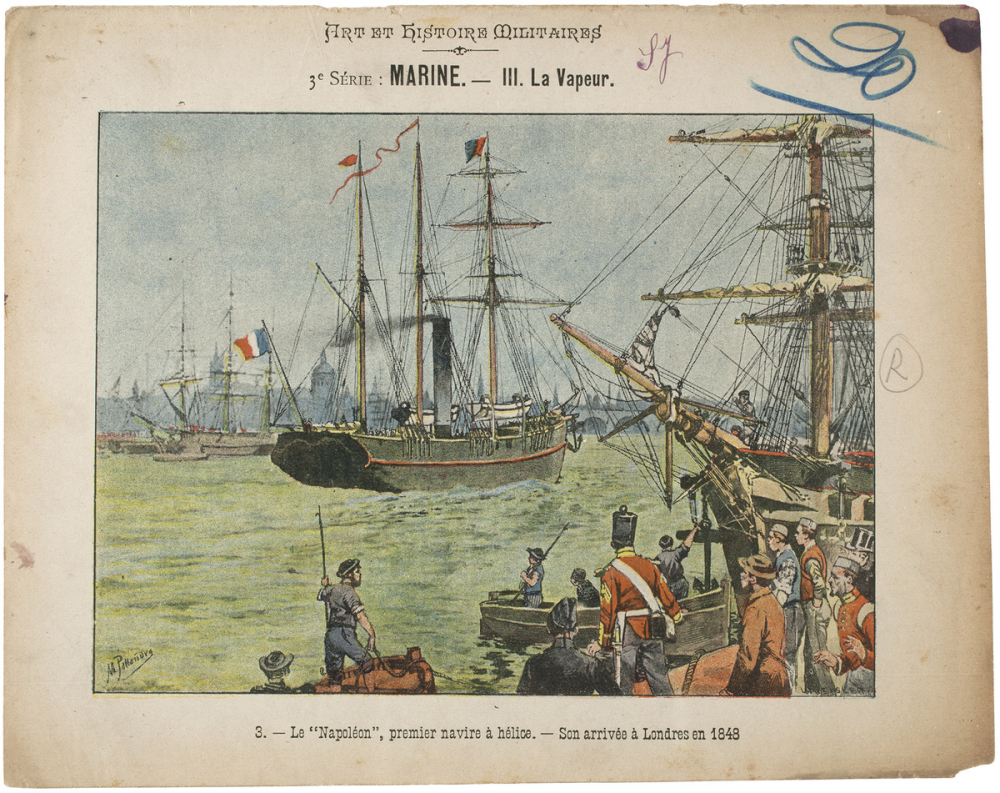 Le « Napoléon », premier navire à hélice - son arrivée à Londres en 1848 - Art et Histoire militaires - 3e Série: Marine - III. La Vapeur. N°3.