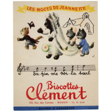 Buvard publicitaire. Biscottes Clément. Les noces de Jeannette. 