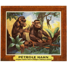 Buvard publicitaire. Pétrole Hahn. Macaques.