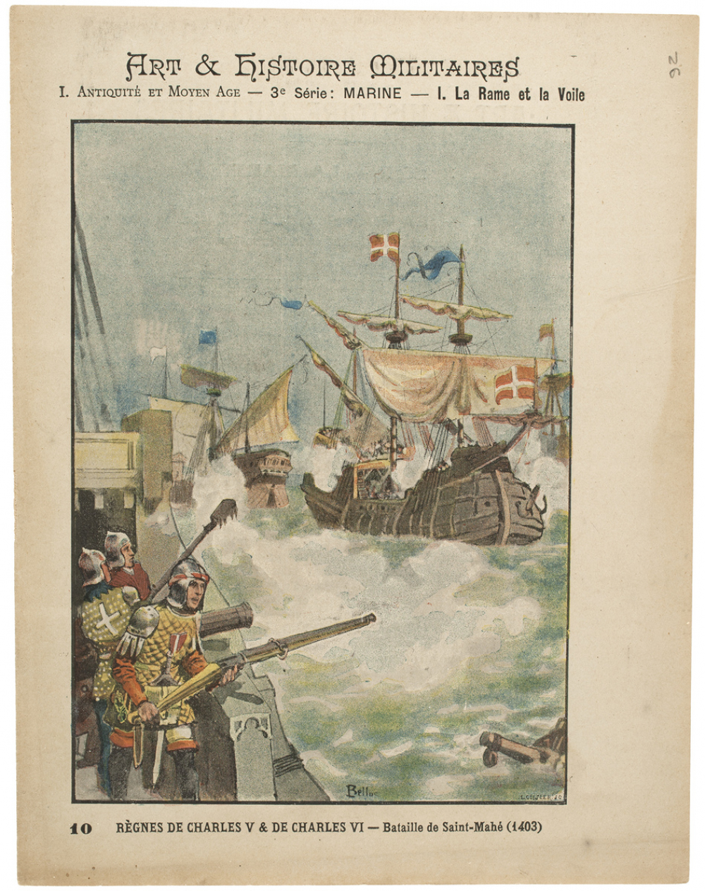 Règnes de Charles V & de Charles VI - Bataille de Saint-Mahé (1403) - Art et Histoire militaires - 3e Série: Marine - I. La rame et la voile Antiquité et Moyen Age. N°10.