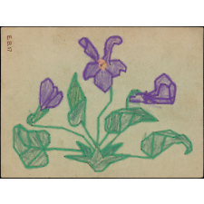 Fleurs brodées sur carton