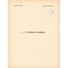 Sciences physiques : matériel didactique. I L. - Physique atomique
