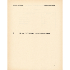 Sciences physiques : matériel didactique. I M. - Physique corpusculaire