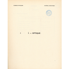 Sciences physiques : matériel didactique. I i. - Optique