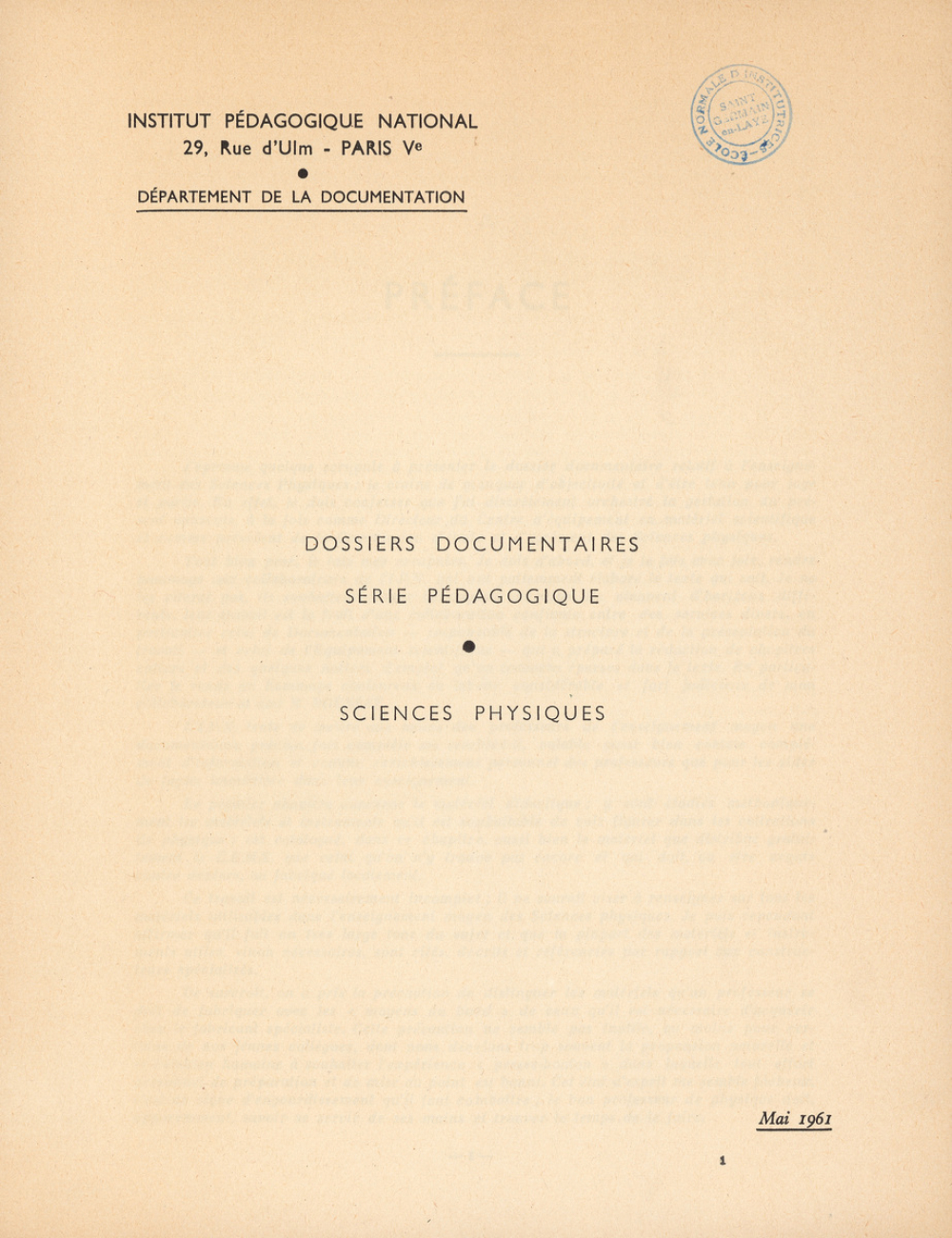 Dossiers documentaires. Série pédagogique. Sciences physiques