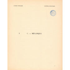 Sciences physiques : matériel didactique. I C. - Mécanique