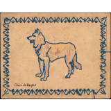 Chien brodé sur carton