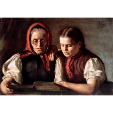 Mutter und Schwester des Künstlers, in der Bibel lesend.