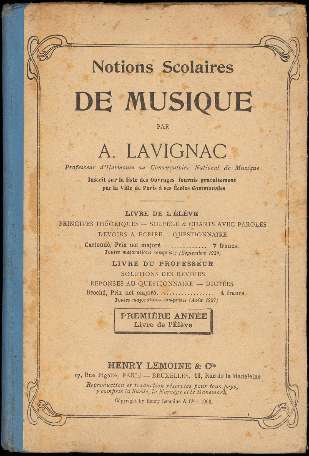 Notions scolaires de musique. Première année. Livre de l'élève.