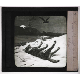 La Chasse. Loup mort sur la neige.