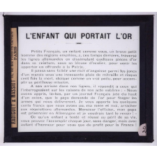 Les Civils pendant la guerre. L'enfant qui portait l'or.