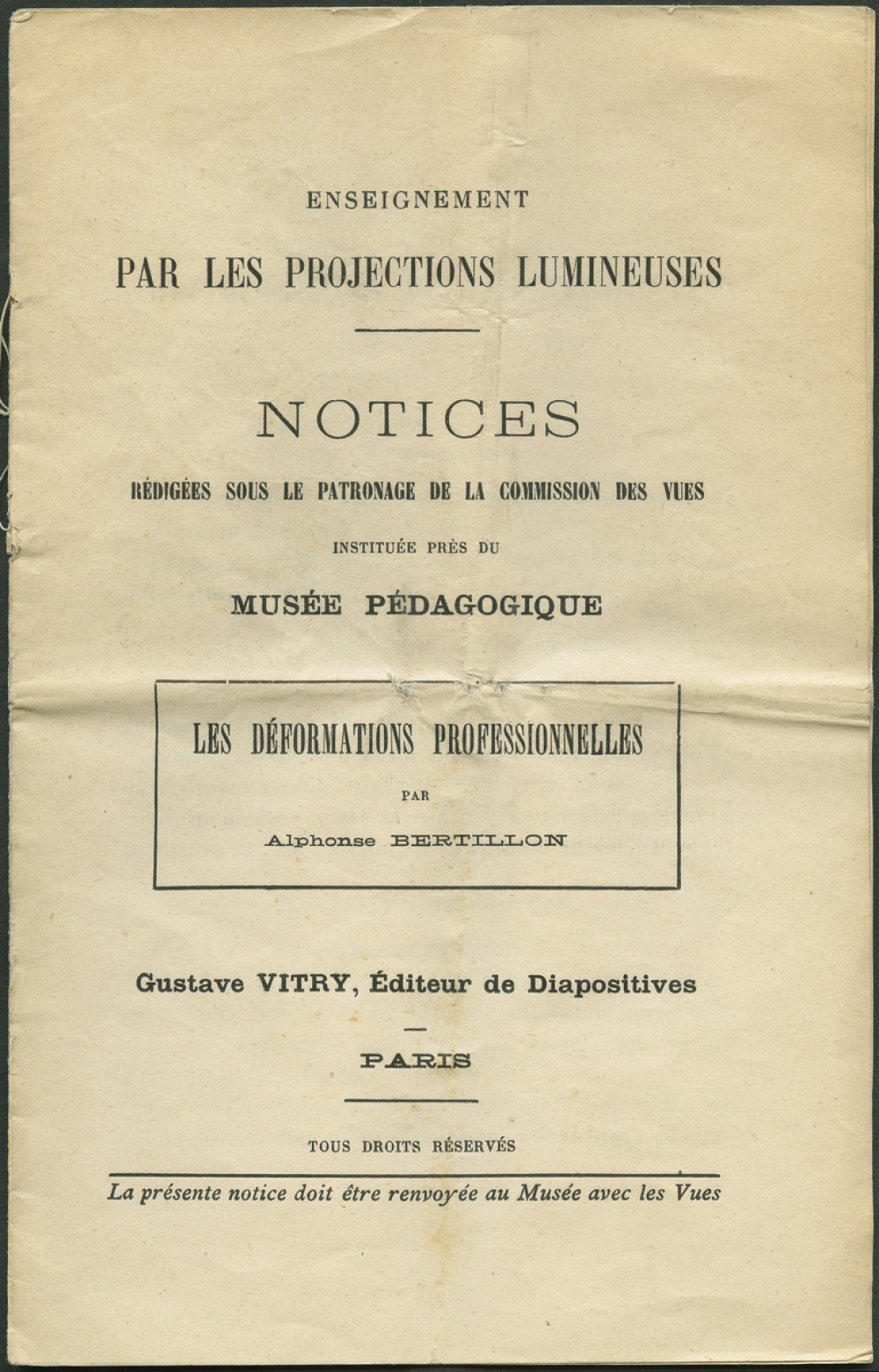 Les Déformations professionnelles. Notices sur les vues.