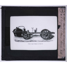 Chemins de fer. Voiture à vapeur de Cugnot (sous Louis XV).