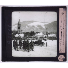 En Alsace reconquise. Février 1916. Husseren (Alsace). Chasseurs à l'exercice.