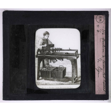 Industrie du liège. Machine à faire les carrés de liège.