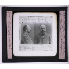 L'Anthropométrie appliquée à l'identification judiciaire - système A. Bertillon. Modèle de fiche anthropométrique.