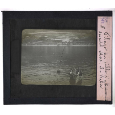 Les Câbles de télégraphie sous-marine. Filage du câble d'atterrissement devant Mers-el-Kébir.