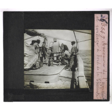 Les Câbles de télégraphie sous-marine. Manœuvre de l'appareil de sondage à bord de La Charente.