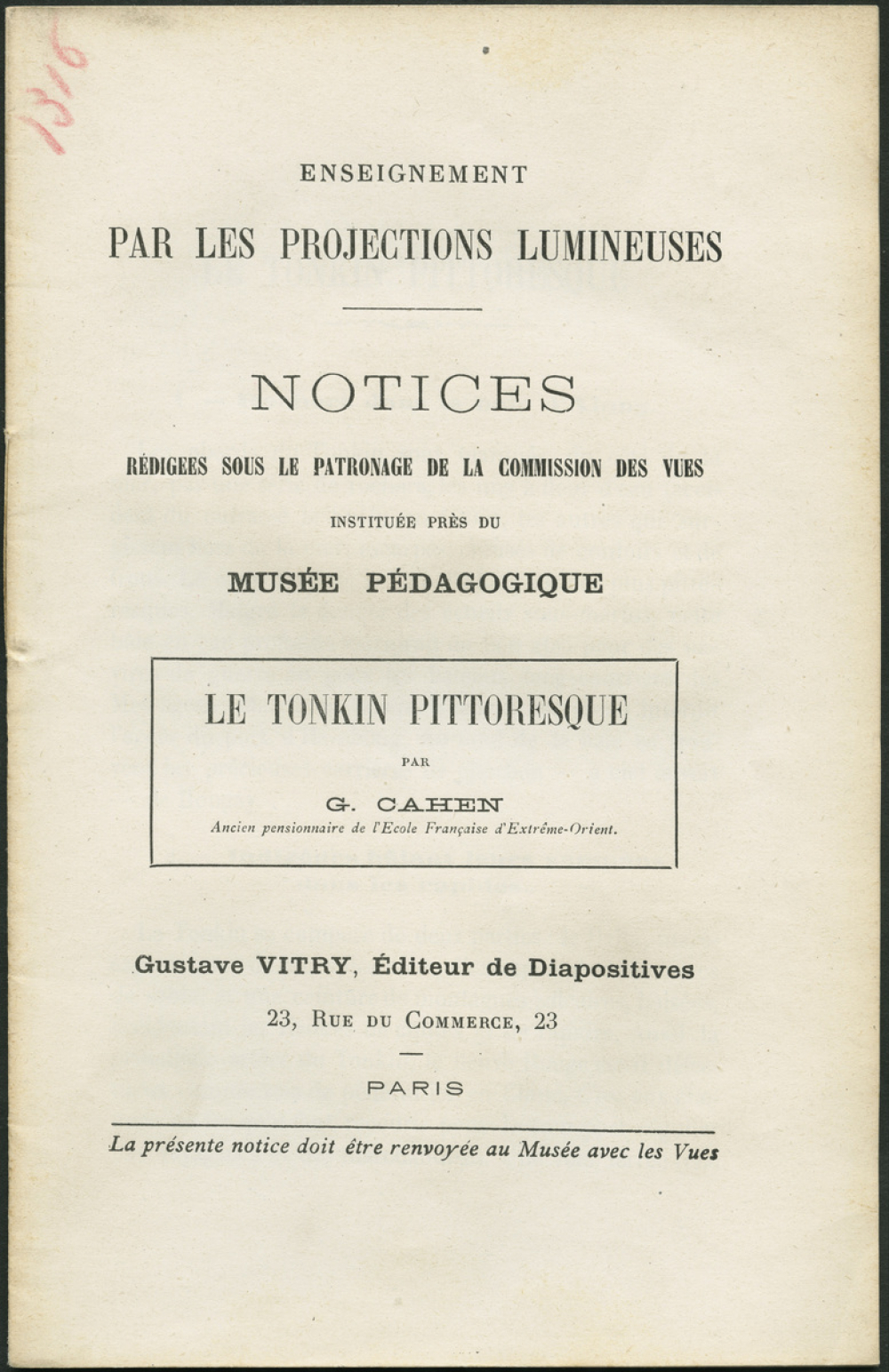 Le Tonkin pittoresque. Notices sur les vues.