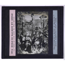 Peinture allemande. École du Bas-Rhin XVe siècle. le Christ en croix entre les deux larrons.