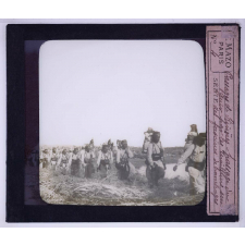 Passage des rivières militaire. Passage du Guir par les tirailleurs sur des fascines de branchages.