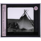 Les Différents types d'habitations. Campement de trappeurs au Canada.