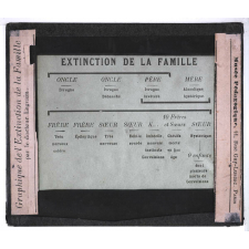 Madeleine écolière. Graphique de l'Extinction de la Famille par le docteur Legrain.