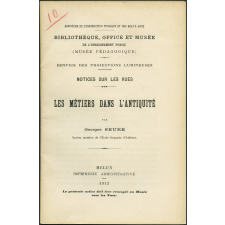 Les Métiers dans l'Antiquité. Notices sur les vues.