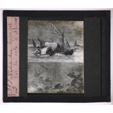 Cloche à plongeur et scaphandre. Pêche des éponges sur la côte d'Afrique.