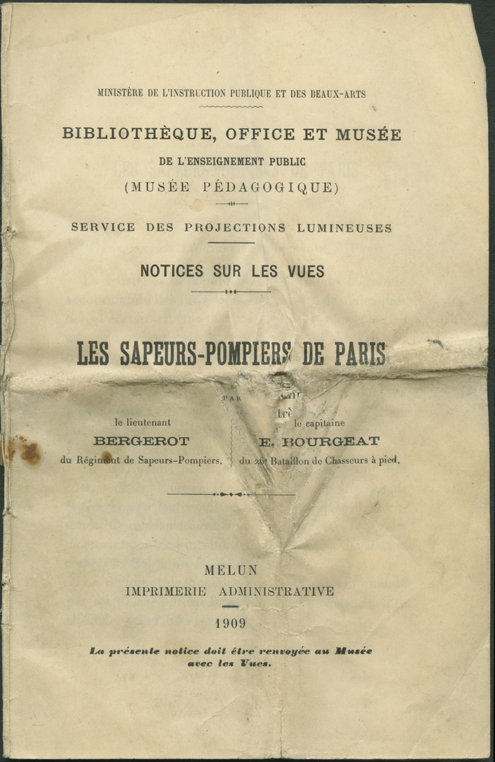 Les Sapeurs-pompiers de Paris. Notices sur les vues.