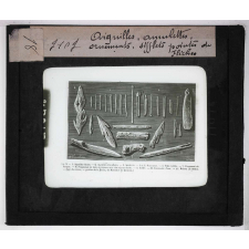 Ère quaternaire, ustensiles, nature, fossiles. Aiguilles, amulettes, ornements, sifflets, pointes de flèches.