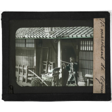 Enfants, jardins japonais. Marchand de légumes.
