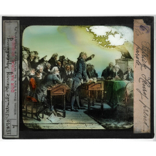 Histoire du drapeau américain. Patrick Henry prend la parole. Patrick Henry speaking.