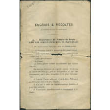 Engrais & récolte. Expériences agricoles. Notices sur les vues.