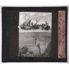 Cloche à plongeur et scaphandre. Pêche aux huîtres perlières sur les côtes de l'île de Ceylan.