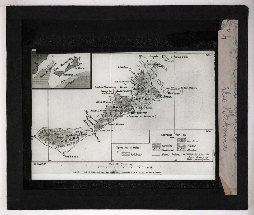 La Pêche et la culture de l'éponge. Iles Kerkenna (carte agricole).